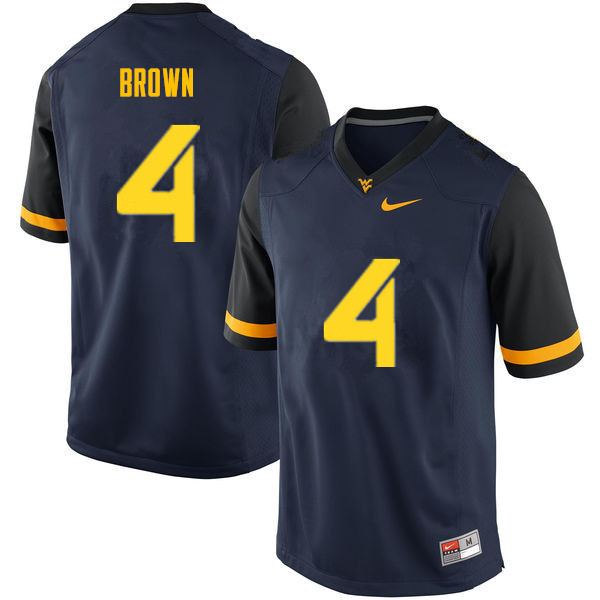 NCAA Men's Leddie Brown West Virginia Mountaineers Navy #4 Nike Stitched Football College Authentic Jersey QT23N47NR